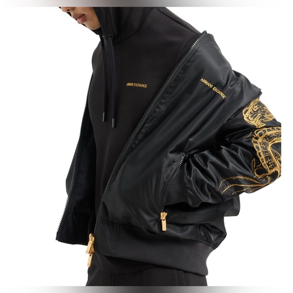 ARMANI EXCHANGE DRAGON EMBROIDERY BLACK JACKET - Picture 5 of 8